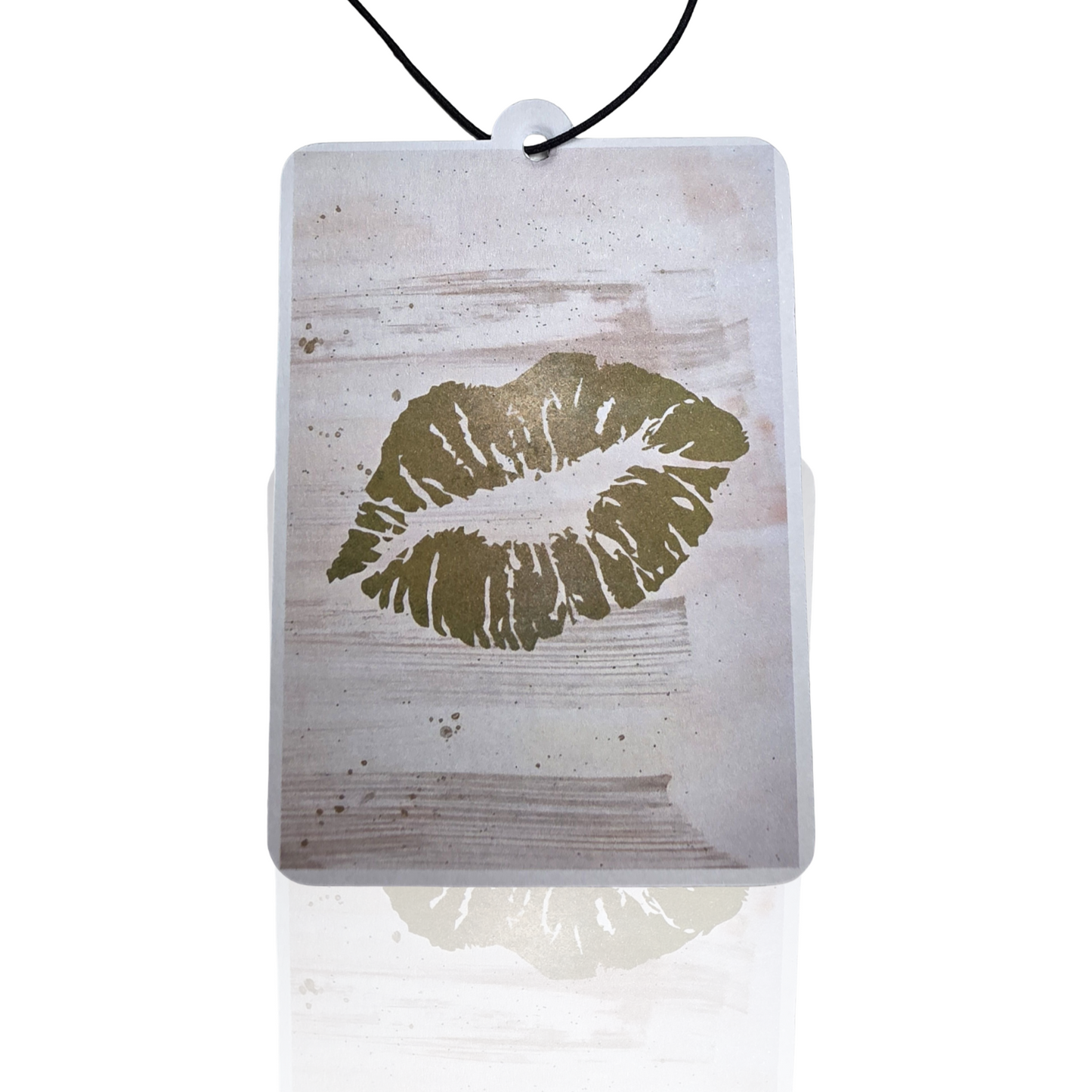 Gold Lip Print Car Air Freshener - Glam Kiss Design Hanging Car Accessory - Novelty Gift - MyFreshScent