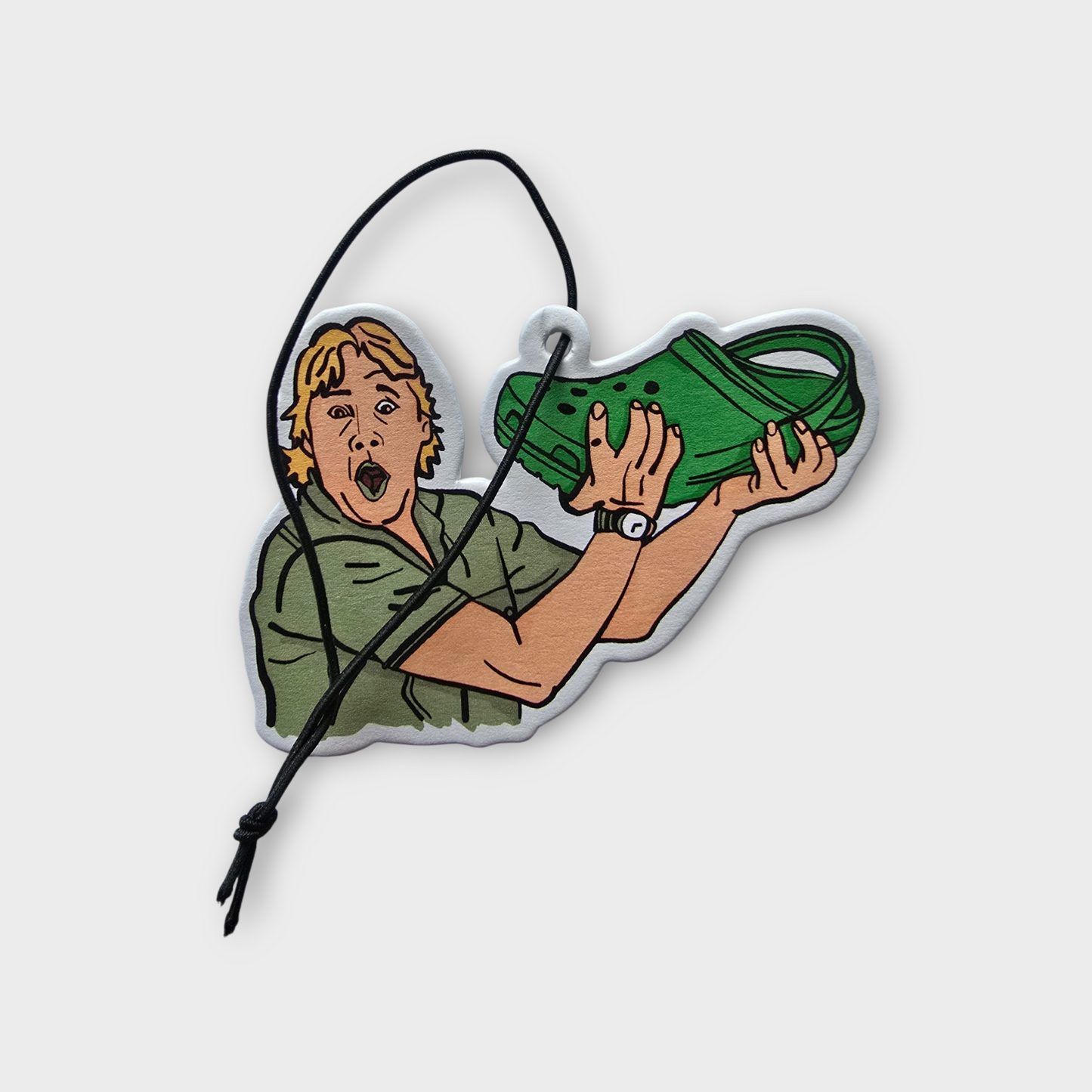 Aussie Holding a Croc Shoe Car Air Freshener