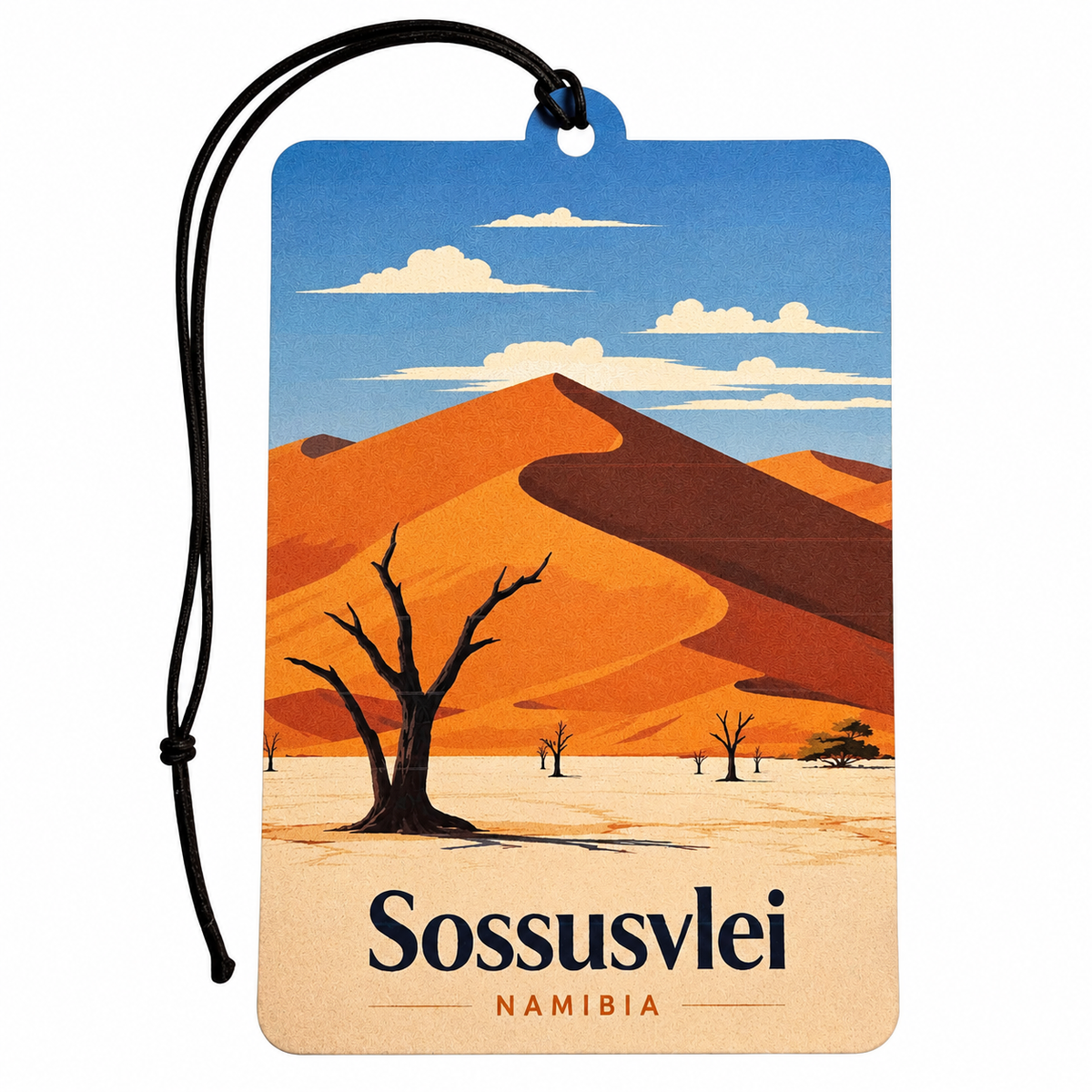 Sossusvlei Namibia Car Air Freshener – Namib Desert Sand Dunes & Dead Trees Travel Design – African Hanging Car Freshener – Namibia Souvenir & Gift