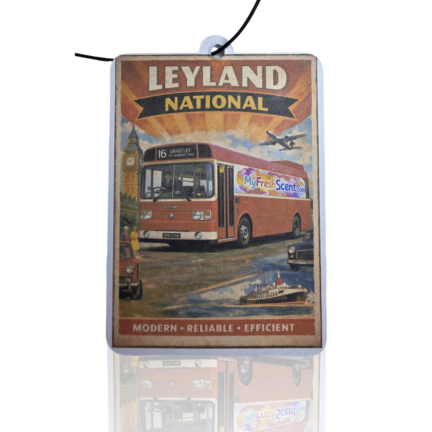 Leyland National Car Air Freshener - Vintage Travel Poster Style Hanging Accessory - Unique Car Gift - MyFreshScent