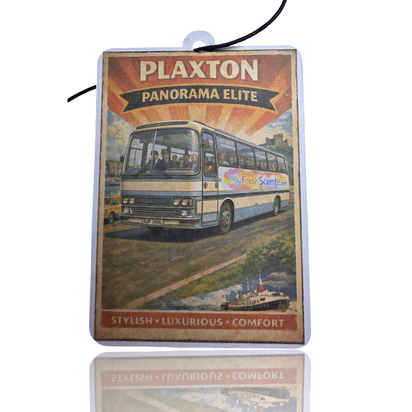 Plaxton Panorama Elite Car Air Freshener - Vintage Travel Poster Style for Your Car - MyFreshScent