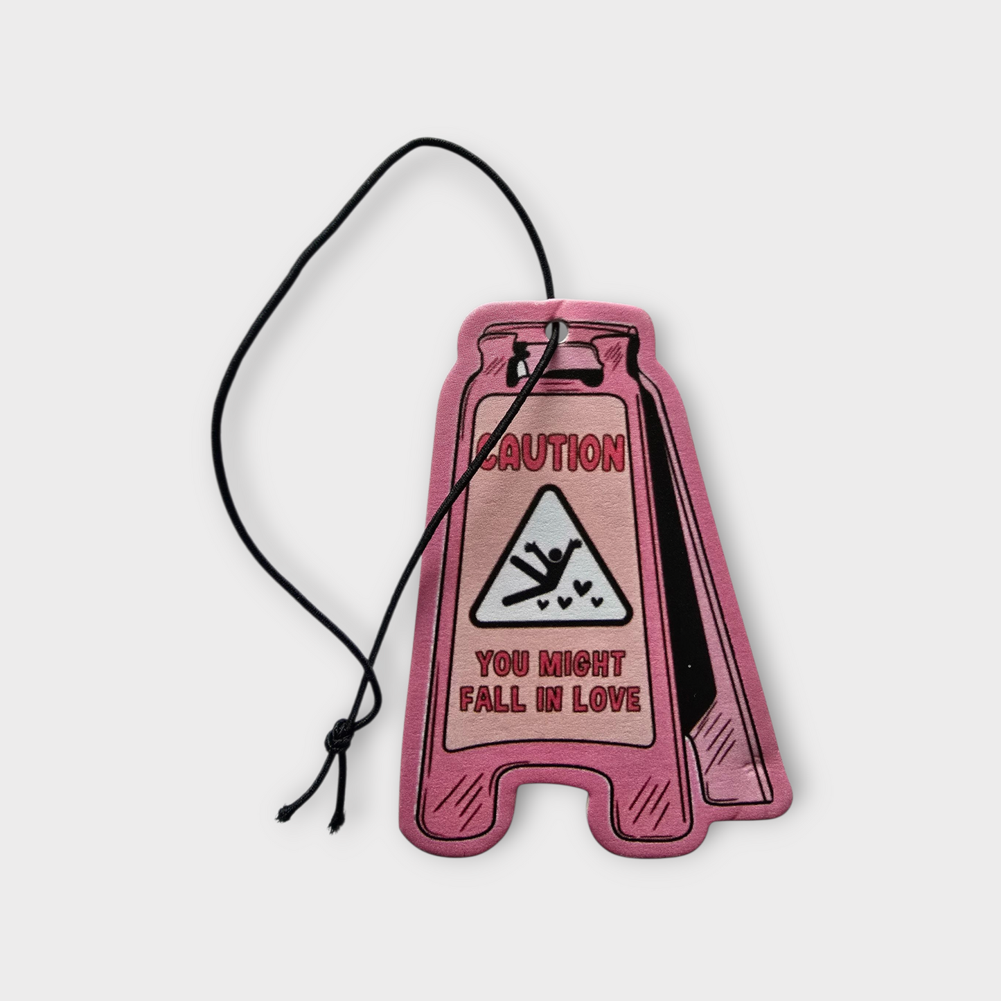 "CAUTION You Might Fall In Love" Warning Sign Themed Car Air Freshener