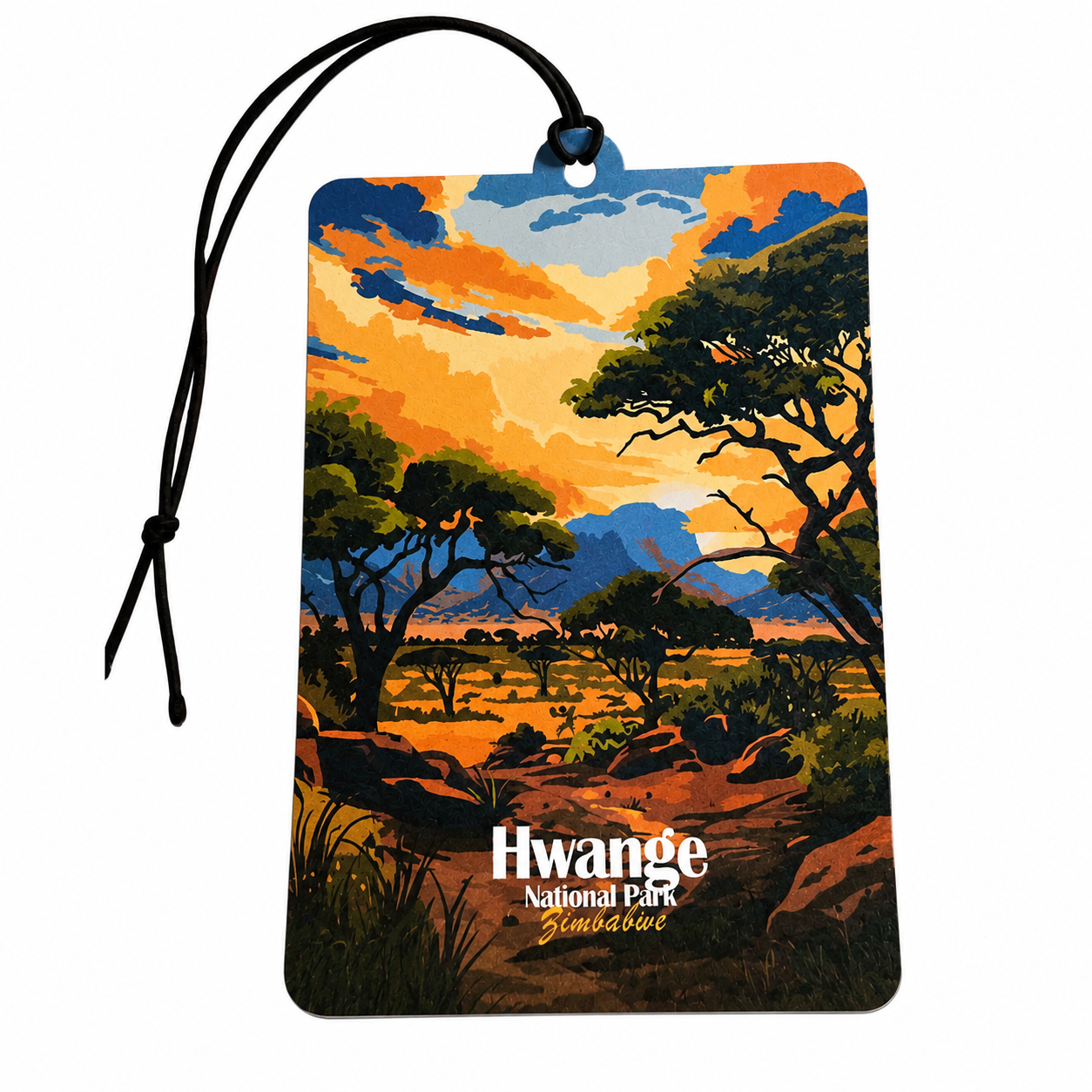 Hwange National Park Zimbabwe Car Air Freshener – African Safari Travel Souvenir & Wildlife Inspired Hanging Car Accessory