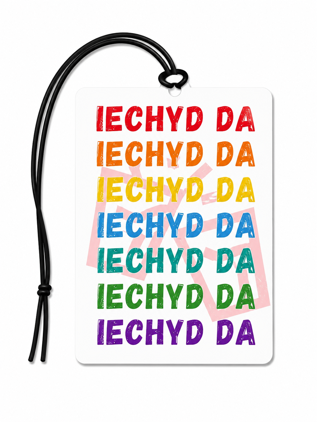 IECHYD DA Rainbow Welsh Car Air Freshener | Funny Wales Gift | Hanging Car Air Freshener
