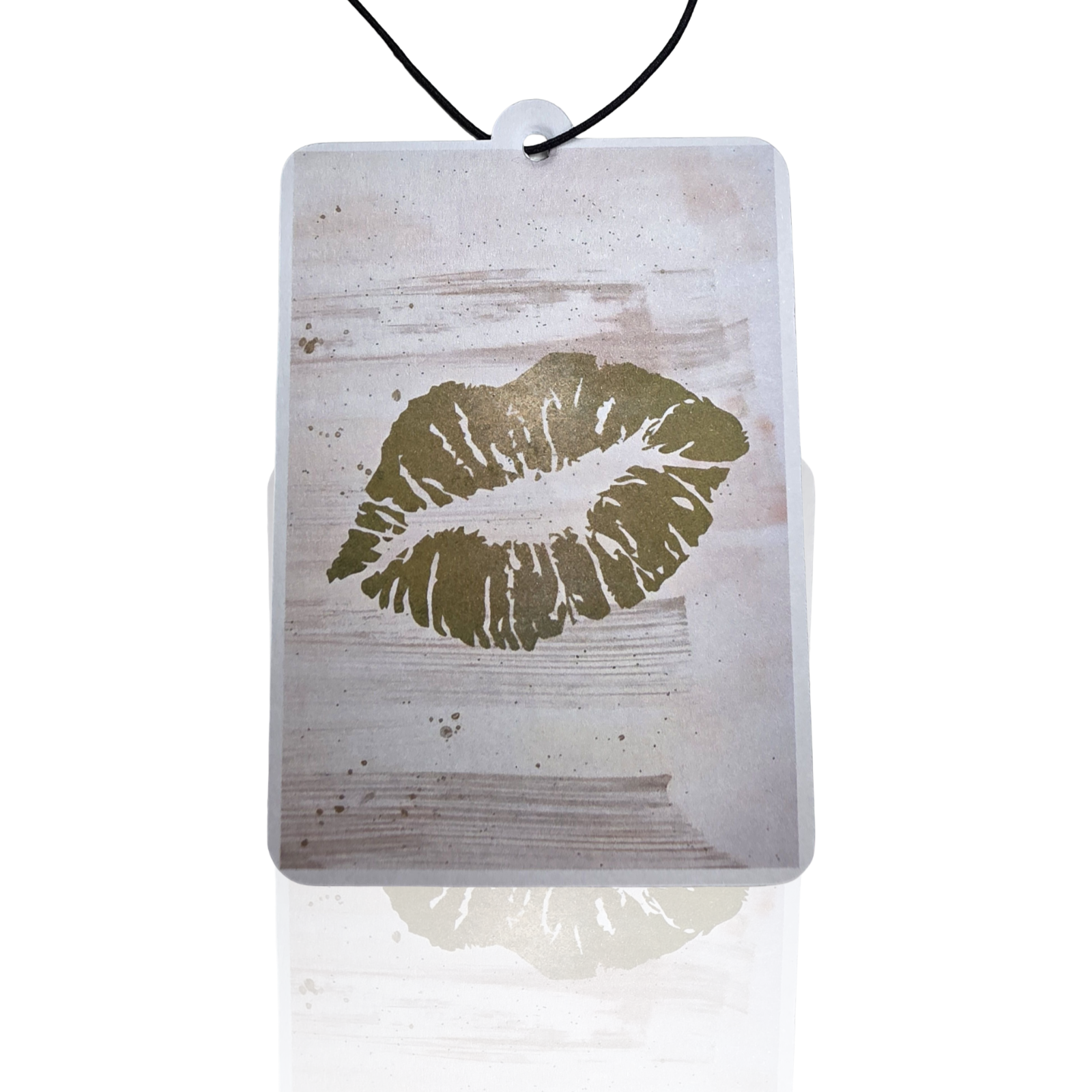 Gold Lip Print Car Air Freshener - Glam Kiss Design Hanging Car Accessory - Novelty Gift - MyFreshScent