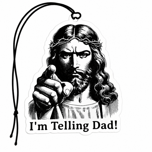 Jesus I'm Telling Dad Car Air Freshener – Infuse Your Drive with Joy