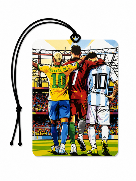 Messi, Neymar & Ronaldo Football Legends Car Air Freshener | Football Fan Gift