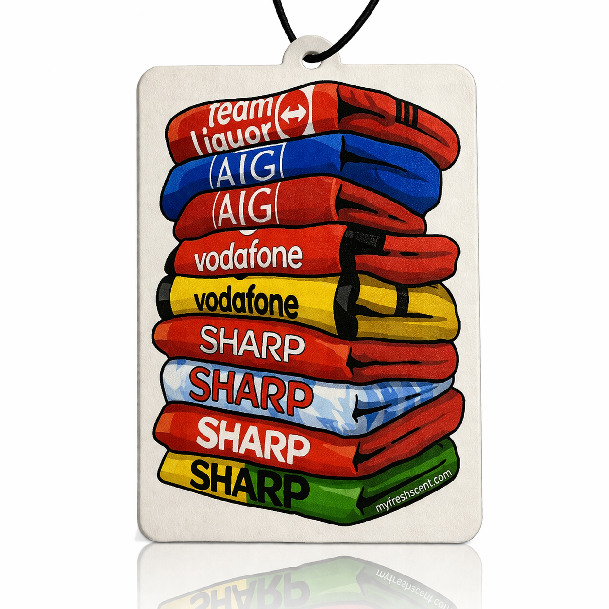 Manchester United shirt stack illustration car air freshener 