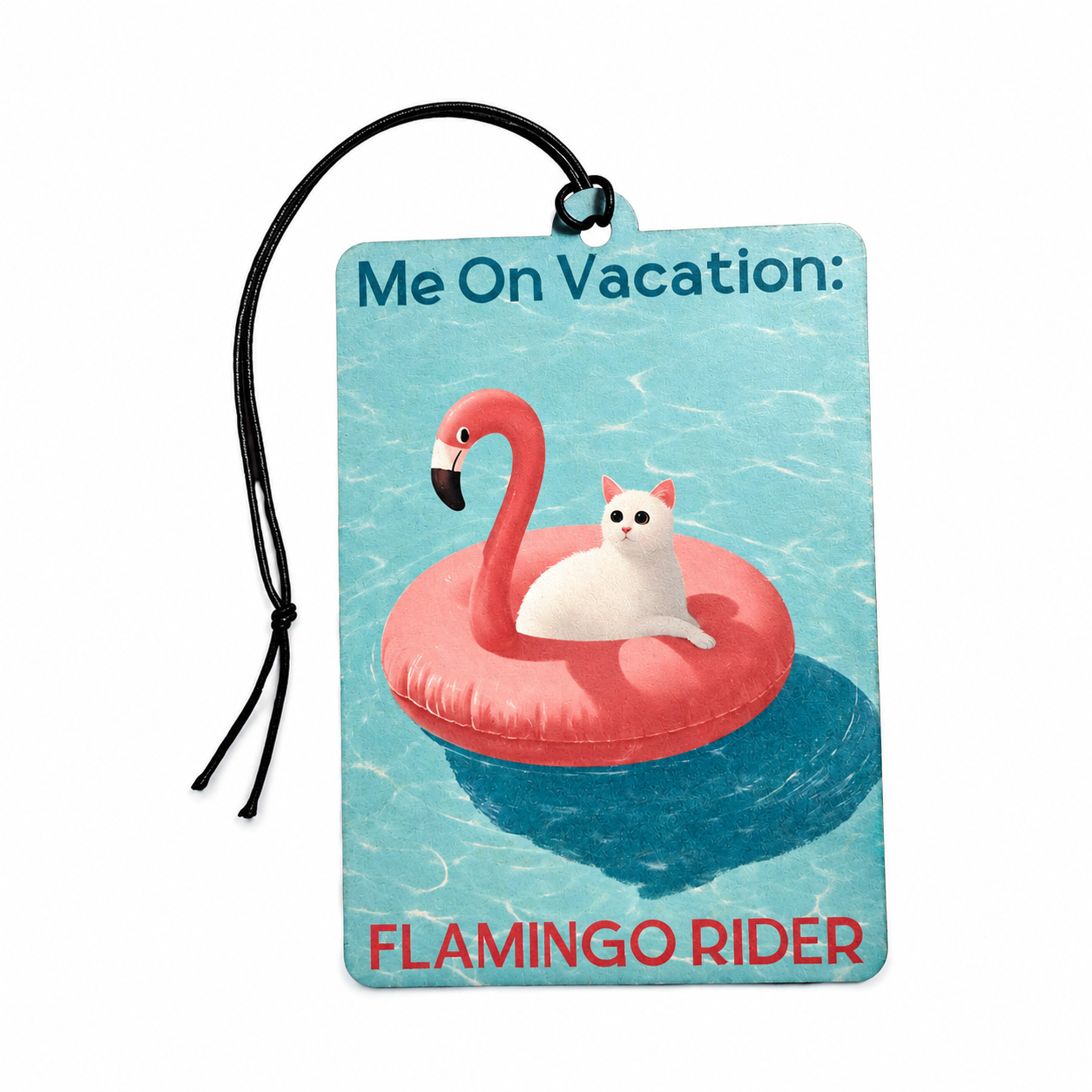 Funny Cat Car Air Freshener – Me On Vacation Flamingo Rider Hanging Air Freshener | Cute Flamingo Cat Car Accessory & Gift