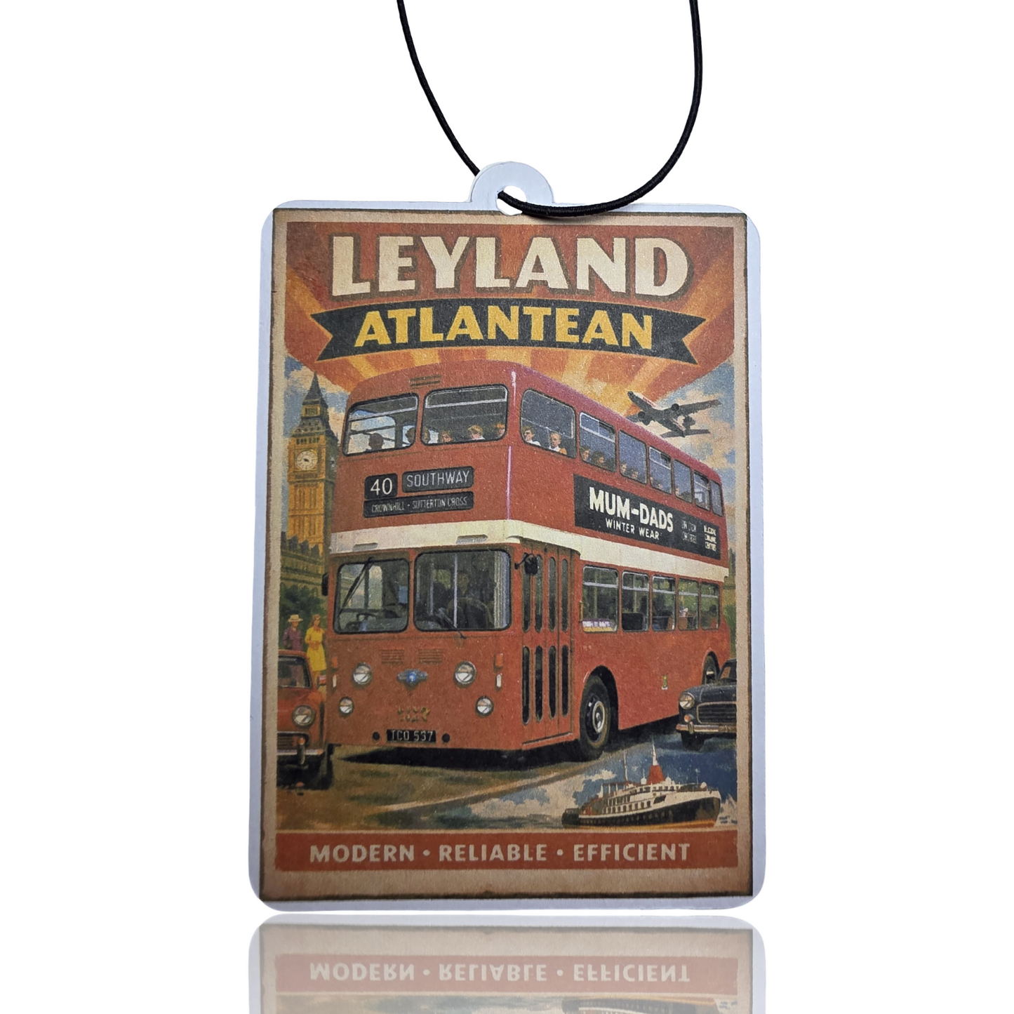 Leyland Atlantean Car Air Fresheners - Vintage Travel Poster Style Bus Accessory and Novelty Gift - MyFreshScent