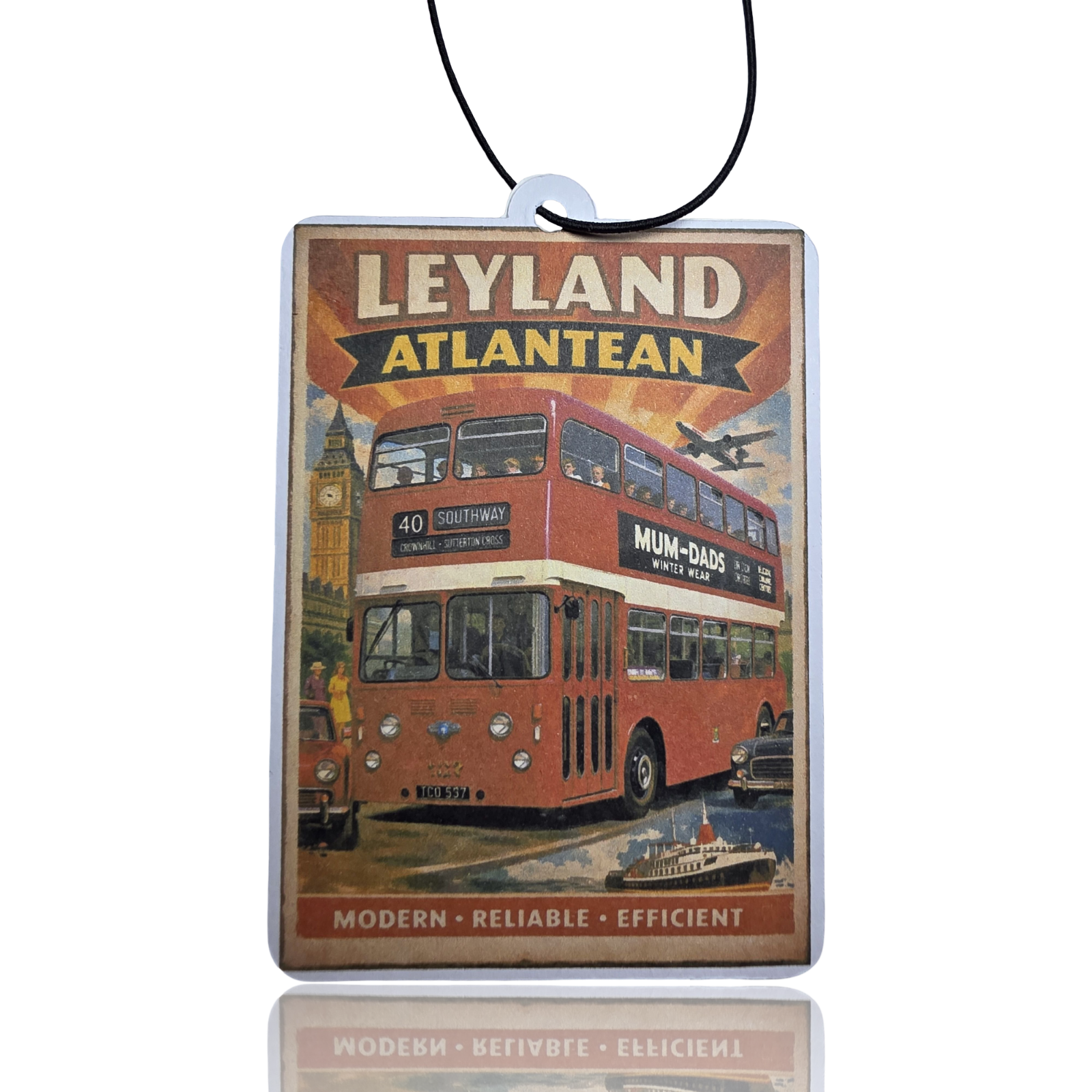 Leyland Atlantean Car Air Fresheners - Vintage Travel Poster Style Bus Accessory and Novelty Gift - MyFreshScent