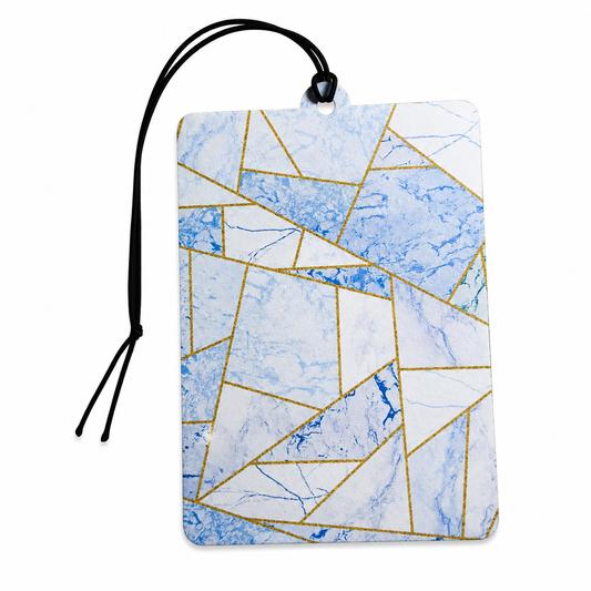 Blue Marble Car Air Freshener – Gold Geometric Hanging Car Freshener | Luxury Modern Car Accessory | Stylish Gift for Her or Him