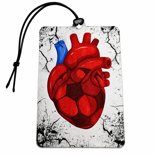 Football Heart Car Air Freshener – Anatomical Heart with Soccer Ball Design, Football Fan Hanging Car Freshener, Unique Player & Supporter Gift
