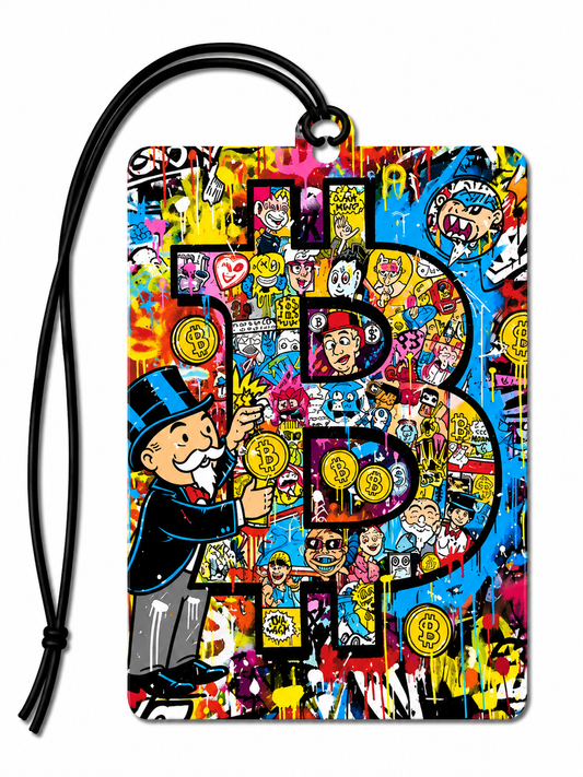 Bitcoin Graffiti Car Air Freshener | Crypto Street Art Hanging Car Air Freshener