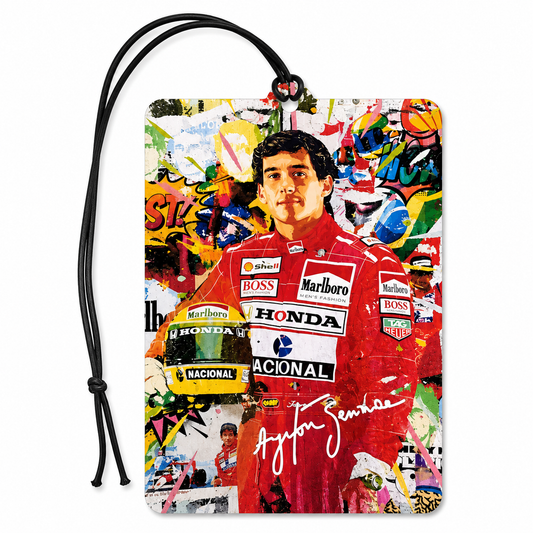 Ayrton Senna Tribute Car Air Freshener | Motorsport Art Hanging Car Freshener