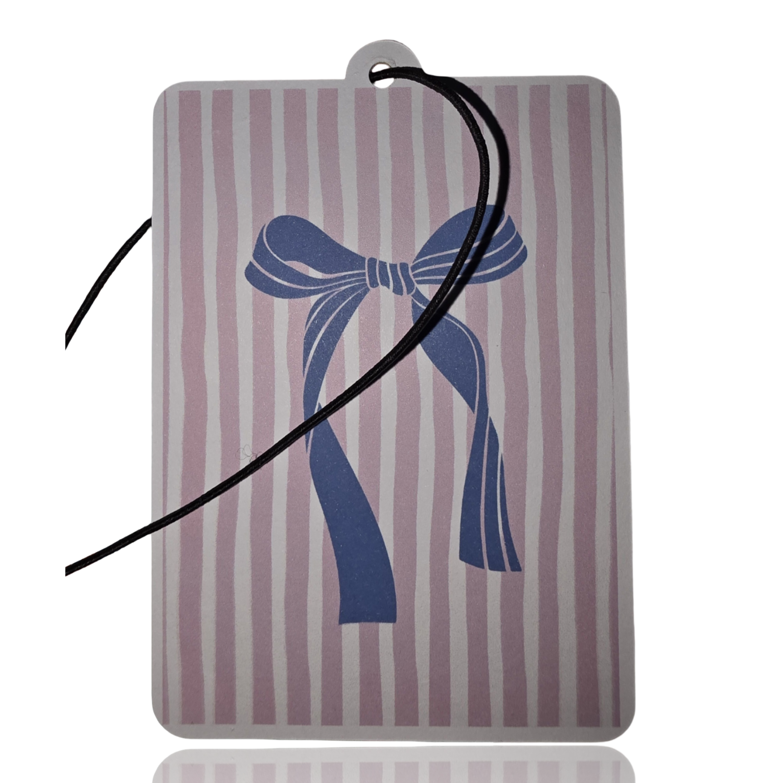 Pink Striped Car Air Freshener With Blue Bow - Coquette Aesthetic Accessory And Novelty Car Gift - MyFreshScent
