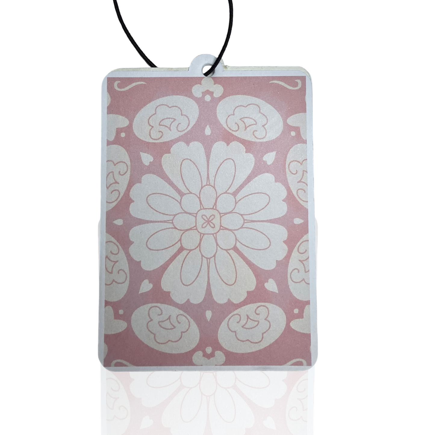 Pink Floral Car Air Freshener - Soft Pink Ornamental Pattern Hanging Accessory - Aesthetic Novelty Gift - MyFreshScent