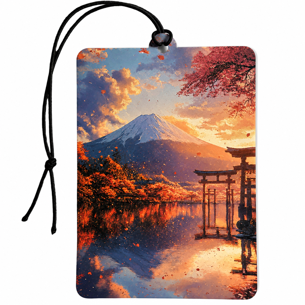Japanese Mountain Car Air Freshener – Mount Fuji Inspired Sunset Landscape Hanging Car Freshener, Japanese Scenery Gift, Japan Travel Accessory & Nature Lover Gift