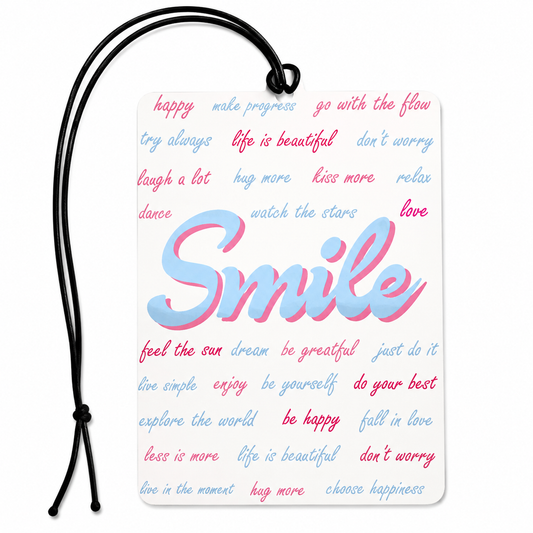 Smile Quote Car Air Freshener – Positive Affirmation Hanging Auto Car Air Freshener