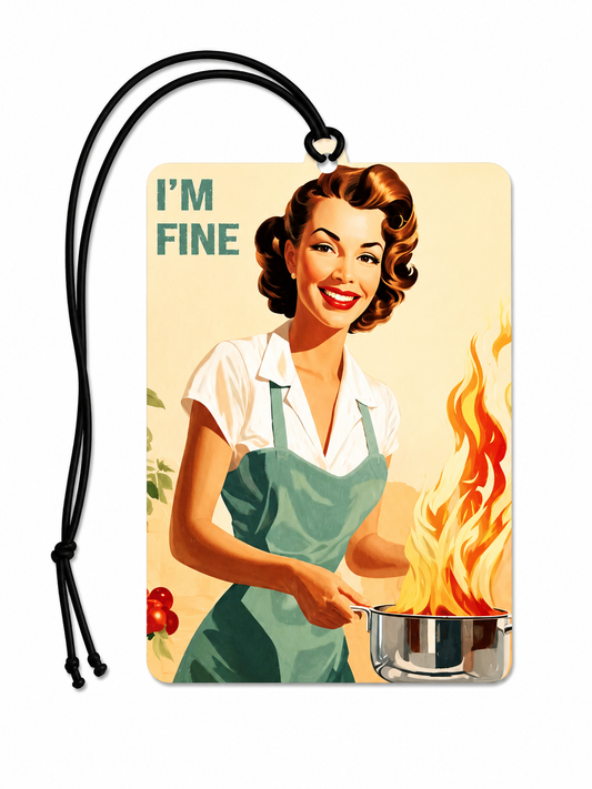 I'm Fine Funny Car Air Freshener – Retro Housewife Novelty Hanging Air Freshener
