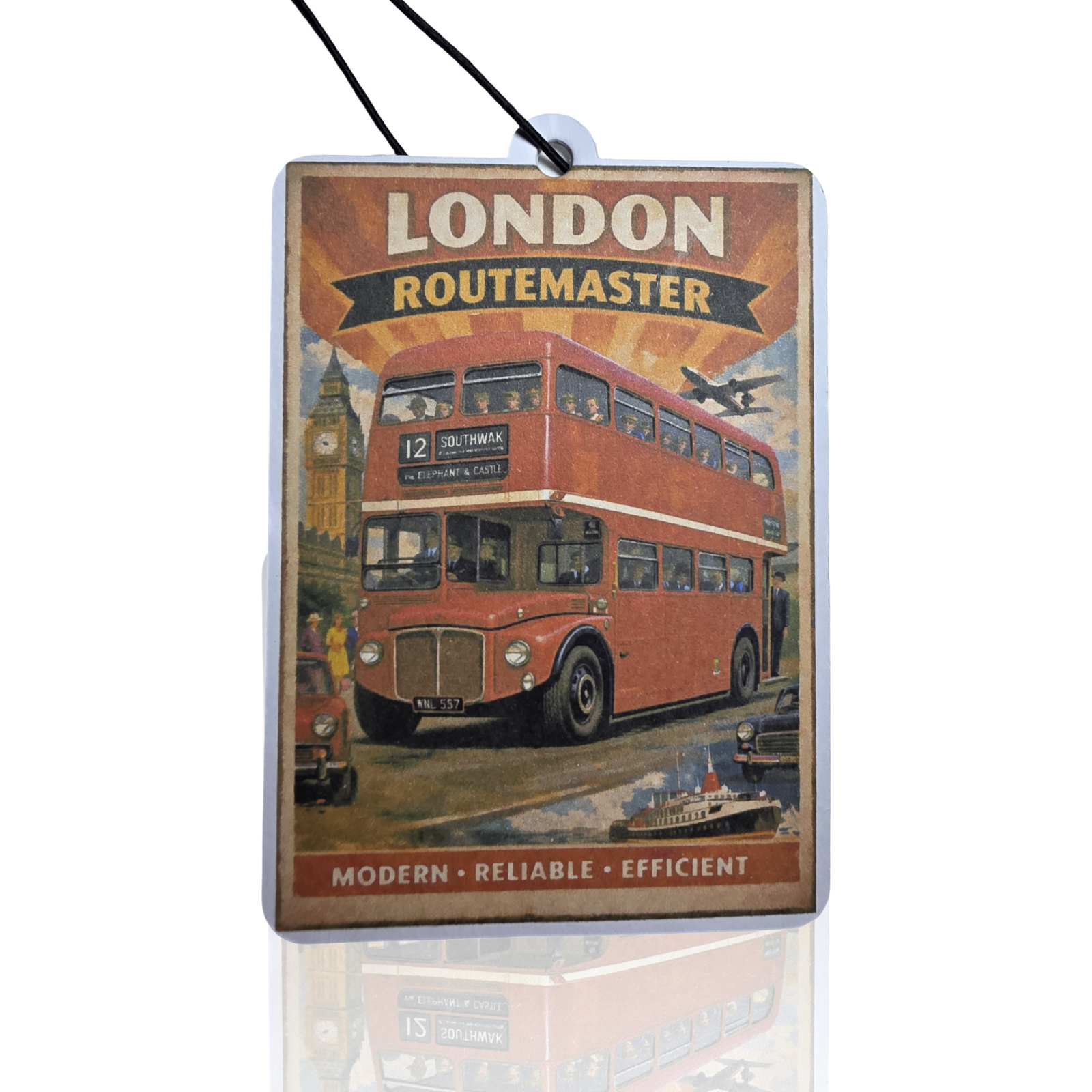 AEC London Routemaster Air Freshener - Vintage Travel Poster Style Car Accessory and Unique Gift - MyFreshScent