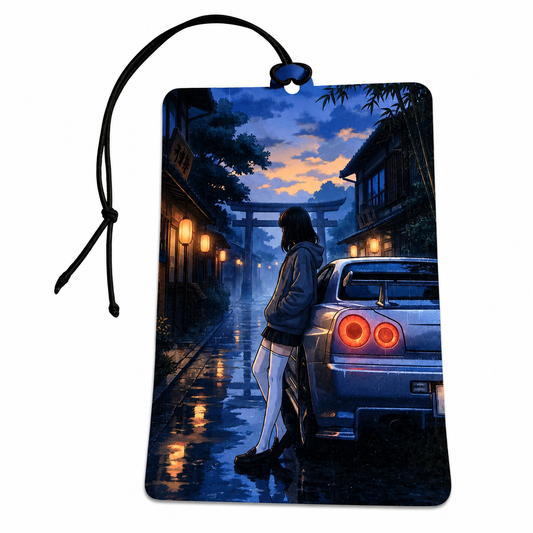 JDM Japanese Street Car Air Freshener – Anime Japan Night Racing Car Hanging Freshener, Tuner Car Accessory, Japanese Automotive Gift for Car Enthusiasts