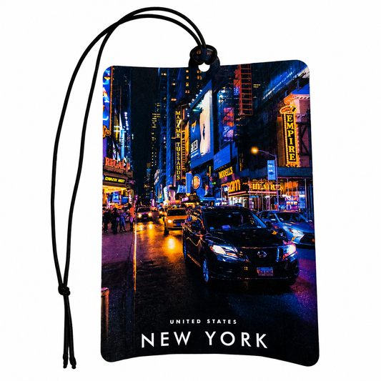 New York City Times Square Car Air Freshener – NYC Night Skyline Hanging Car Freshener, USA Travel Souvenir, New York Gift & Car Accessory