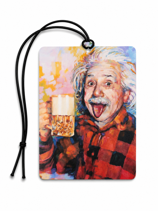 Funny Einstein Beer Car Air Freshener | Quirky Hanging Car Freshener Gift