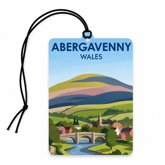 Abergavenny Wales Car Air Freshener – Scenic Welsh Travel Souvenir