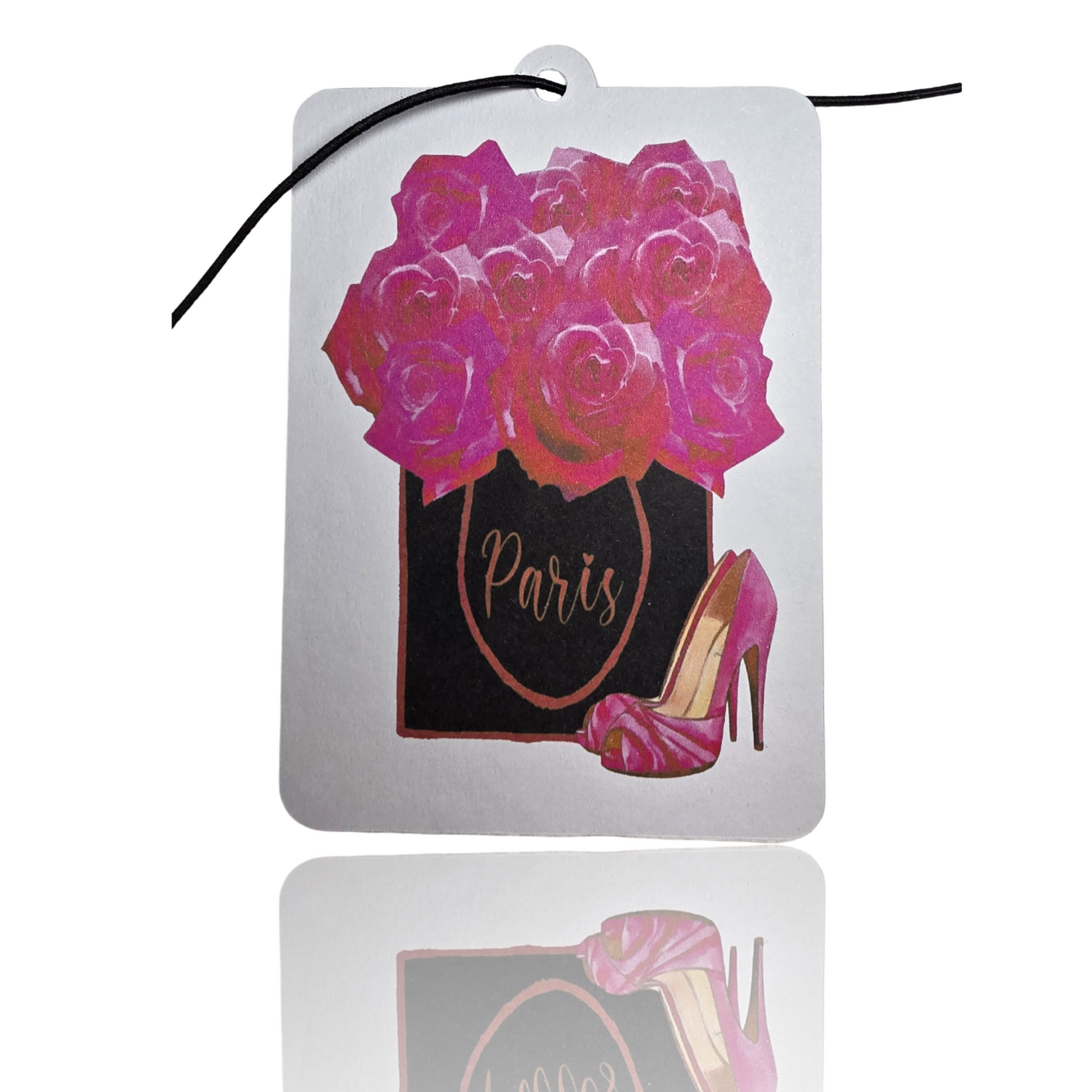Paris Rose Car Air Freshener with Pink Heels Hanging - Fashion Inspired Chic Accessory for Your Car - MyFreshScent