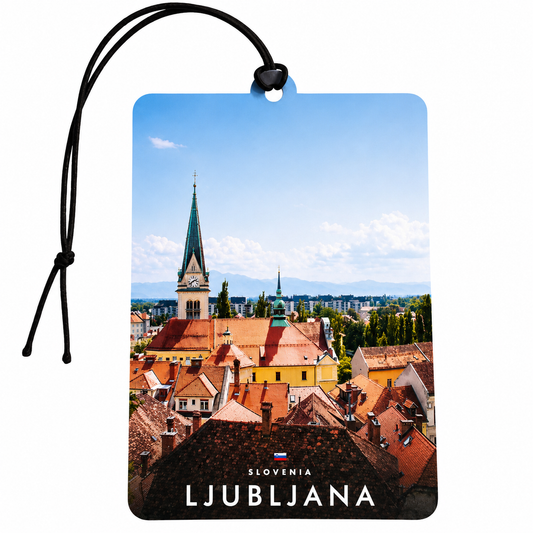 Ljubljana Slovenia Car Air Freshener – European City Travel Souvenir Hanging Car Scent, Slovenian Gift