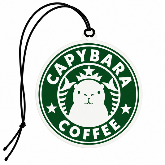 Delightful Capybara Coffee Car Air Freshener - Enjoy the Aroma on the Go