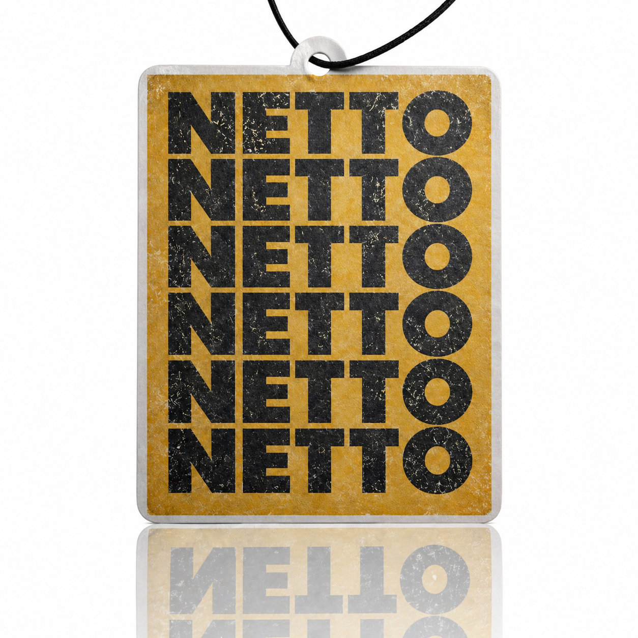 Netto carrier bag design car air freshener yellow white