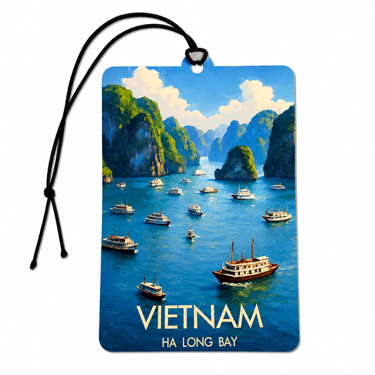 Ha Long Bay Vietnam Car Air Freshener – Vietnamese Travel Souvenir Boat & Scenic Car Accessory Gift