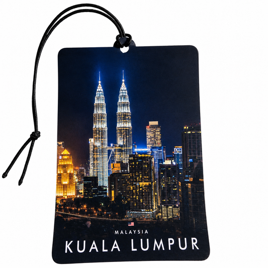 Kuala Lumpur Malaysia Car Air Freshener – Petronas Twin Towers Night Skyline Hanging Car Freshener | Malaysian Travel Souvenir & Gift