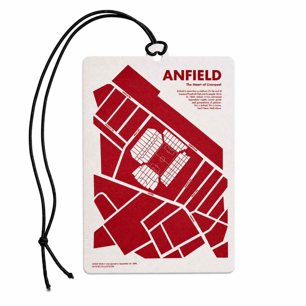 Anfield Stadium Map Car Air Freshener – Liverpool Football Ground Hanging Car Air Freshener