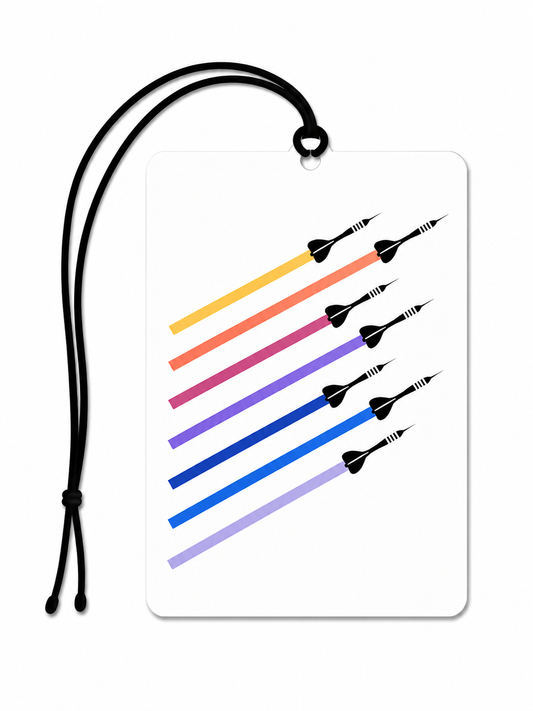 Rainbow Darts Air Freshener – Colourful Dart Flights Car Air Freshener | Gift for Darts Players & Fans