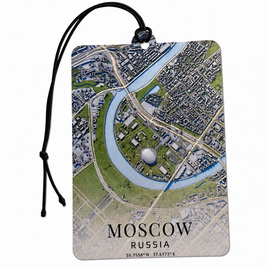 Moscow Russia Car Air Freshener – Moscow Map Hanging Car Freshener, Russian Souvenir & Travel Gift