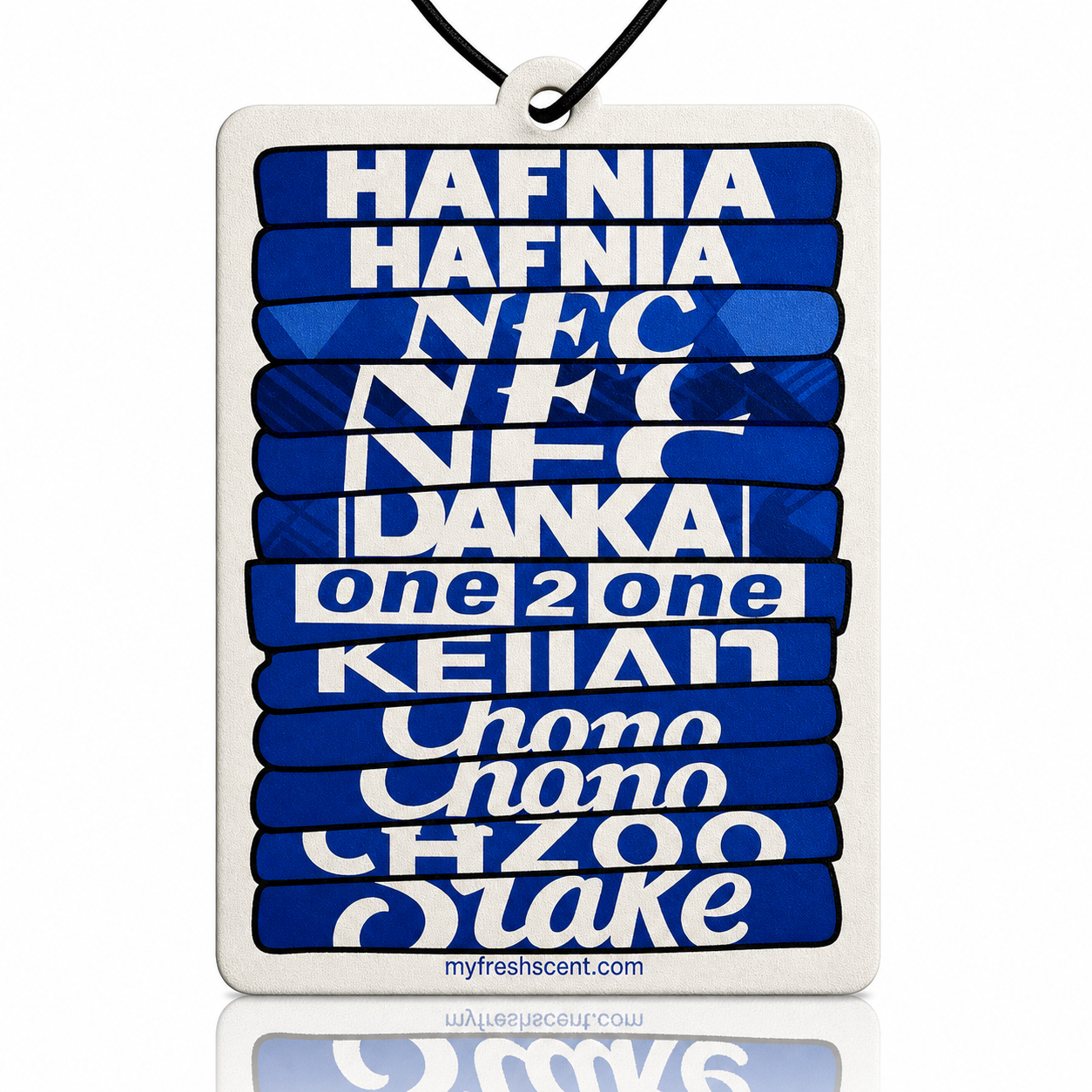 Everton fc car air freshener featuring a home shirt stack illustration 