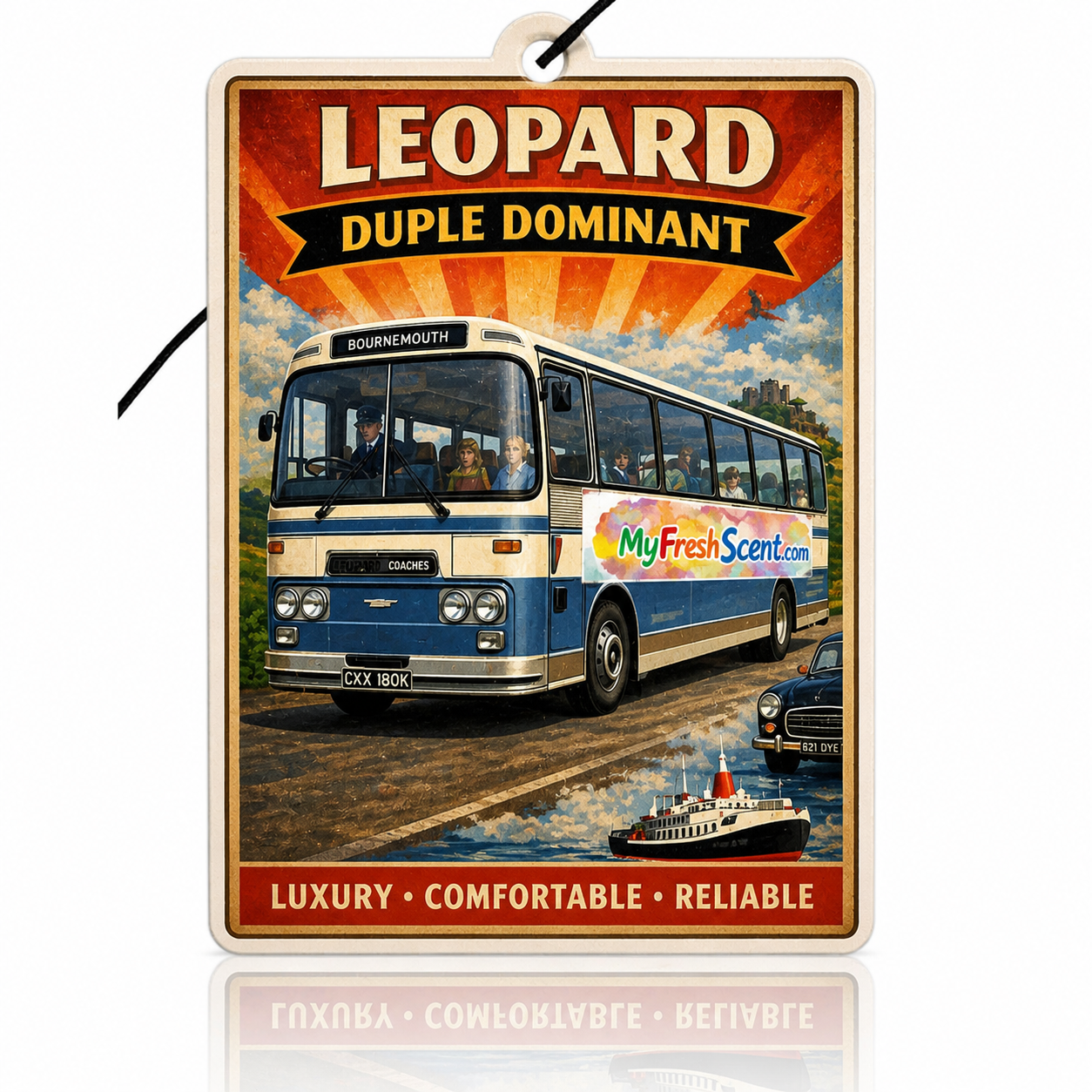 Car air freshener featuring retro dple dominant 