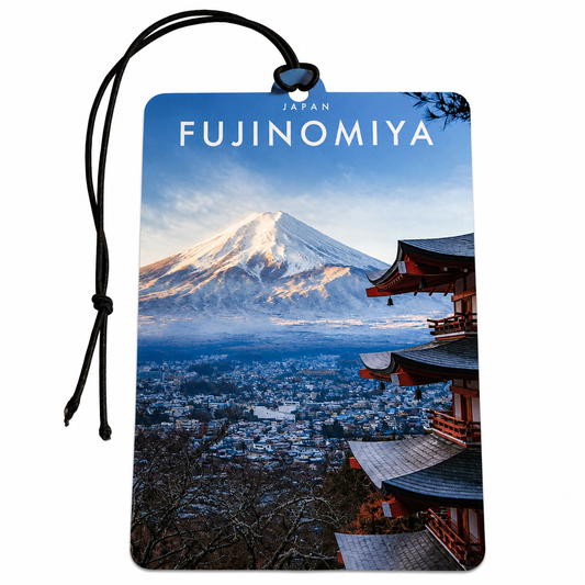 Fujinomiya Japan Mount Fuji Car Air Freshener – Japanese Mountain & Pagoda Hanging Vehicle Freshener, Japan Travel Car Accessory, Souvenir & Gift
