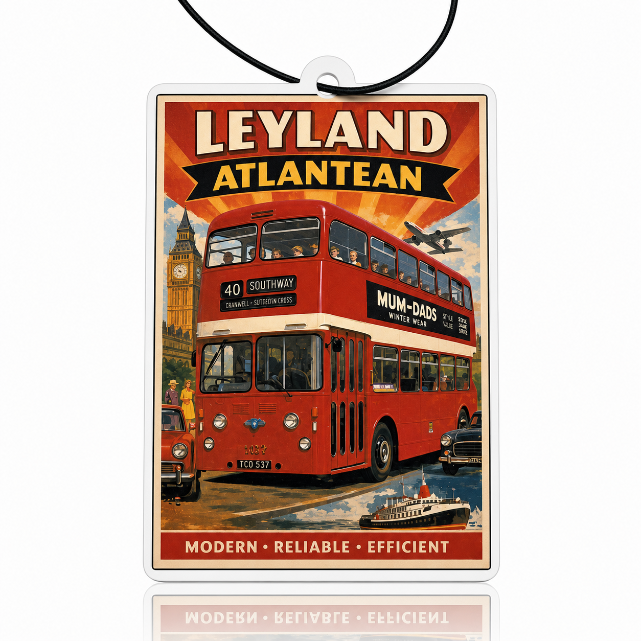 Leyland Atlantean Car Air Fresheners - Vintage Travel Poster Style Bus Accessory and Novelty Gift - MyFreshScent