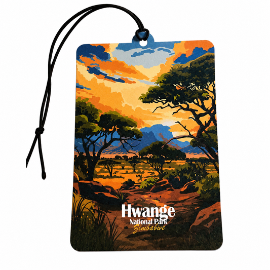 Hwange National Park Zimbabwe Car Air Freshener – African Safari Travel Souvenir & Wildlife Inspired Hanging Car Accessory