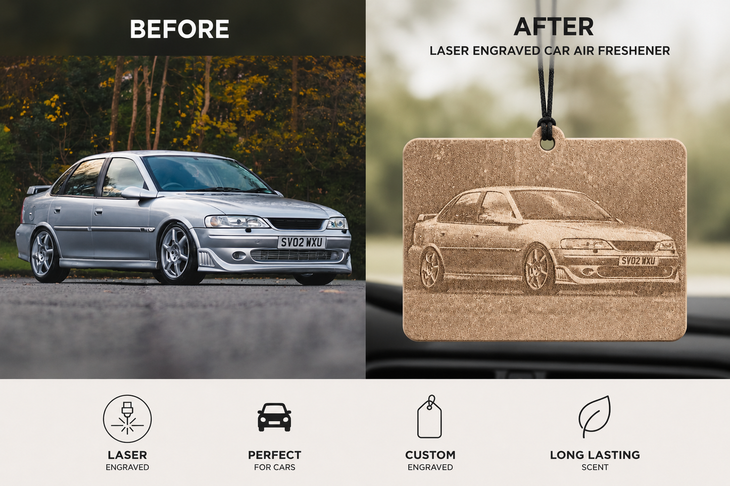 Custom Laser Engraved Car Air Freshener – Personalise Your Driving Experience