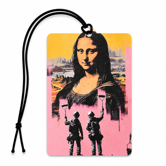 Mona Lisa Street Art Car Air Freshener | Urban Pop Art Hanging Car Freshener