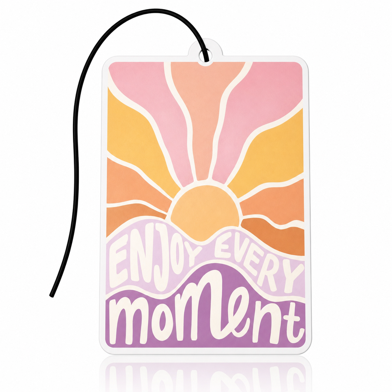 Enjoy Every Moment Car Air Freshener - Retro Sunset Hanging Accessory - Novelty Car Gift - MyFreshScent