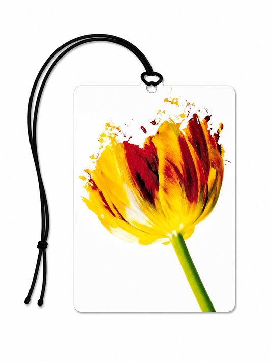 Yellow & Red Tulip Car Air Freshener – Floral Hanging Air Freshener | Watercolour Flower Car Accessory Gift