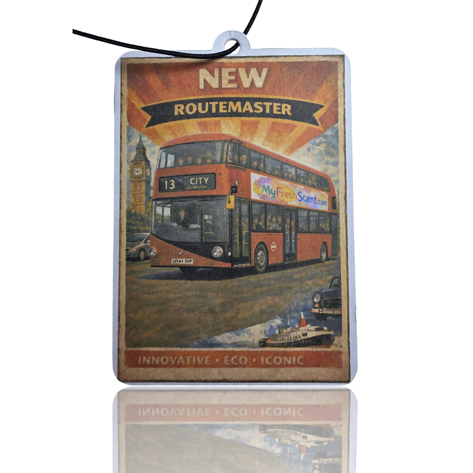 New London Routemaster Car Air Freshener - Vintage Travel Poster Style Accessory - Unique Car Gift - MyFreshScent