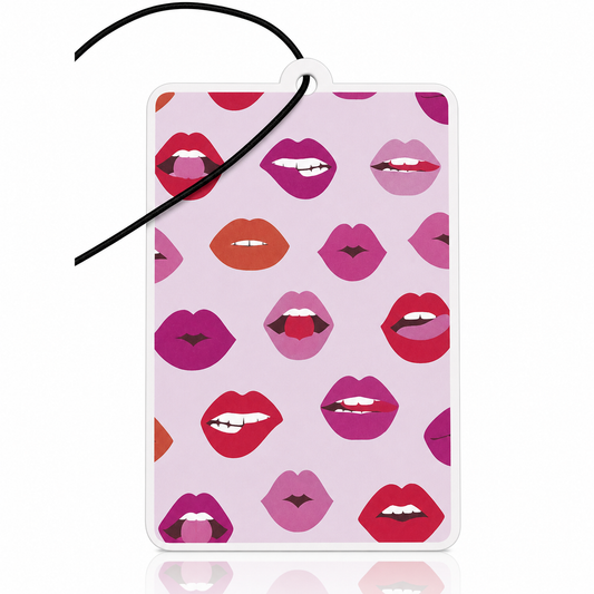 Glossy Lips Car Air Freshener - Pink & Red Lip Illustration Hanging Accessory - Unique Car Gift - MyFreshScent