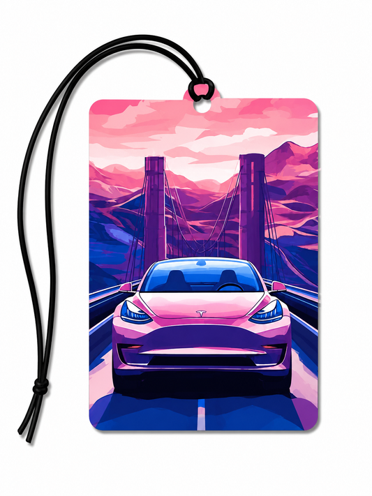 Tesla Model 3 Pink Aesthetic Car Air Freshener | Electric Car Hanging Air Freshener